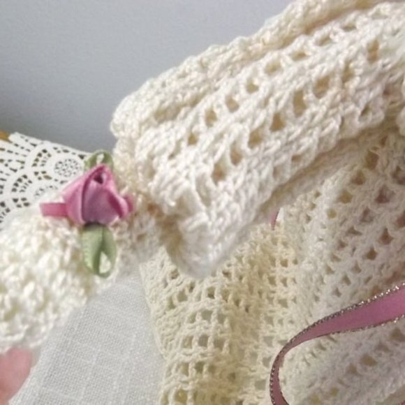 Crocheted Doll with Ribbon and Silk Flowers - Picture 10 of 10